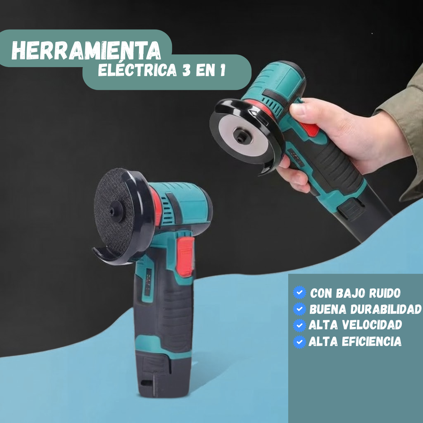 KIT PULIDOR INALÁMBRICO 3 EN 1: CORTADORA, AMOLADORA Y PULIDORA + ¡REGALOS EXCLUSIVOS LIMITADOS!